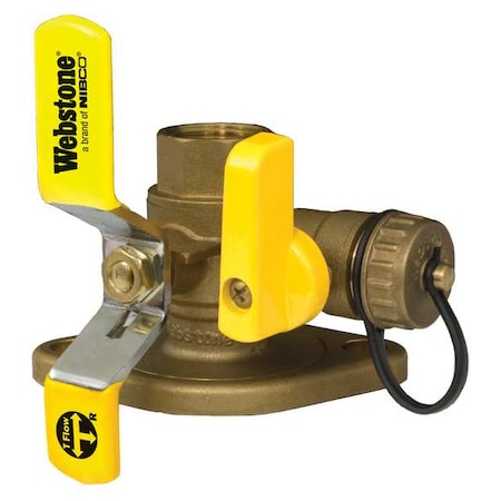 3/4"" Flanged 3-Way Brass Rotating Ball Valve w/Drain