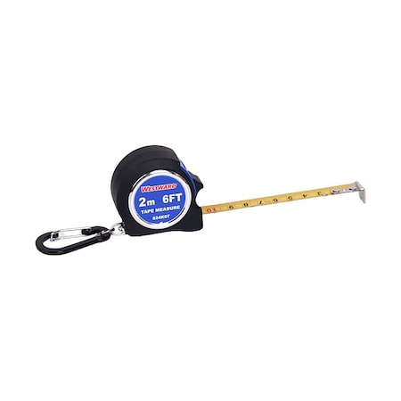 Key Chain Tape Measure, Steel, Blade 6 ft