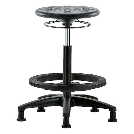 Stool, Polyurethane, Black, 22 in to 32 in Seat Height