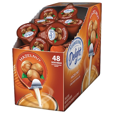 Flavored Liquid Non-Dairy Coffee Creamer, Hazelnut, 0.44 oz Mini Cups, PK48