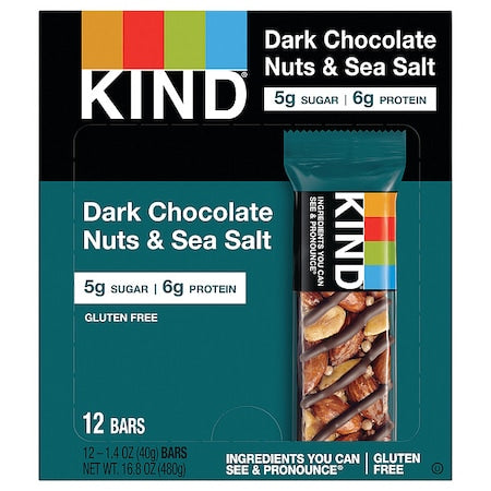 Nuts and Spices Bar, Dark Chocolate Nuts and Sea Salt, 1.4 oz, PK12