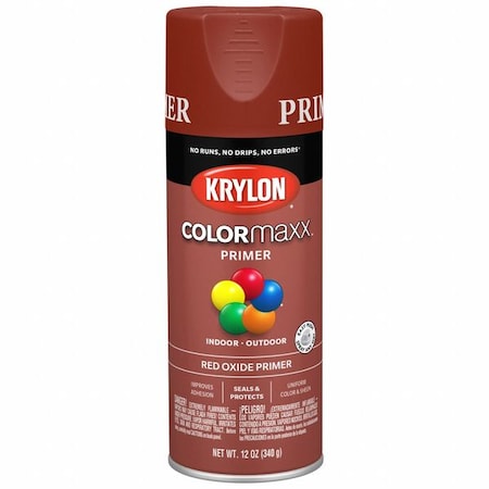 Spray Paint Primer, Red Oxide, Not Applicable, Solvent, 12 oz