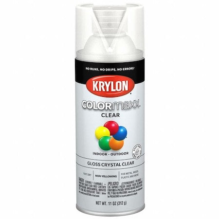 Spray Paint, Crystal Clear, Gloss, Solvent, 11 oz