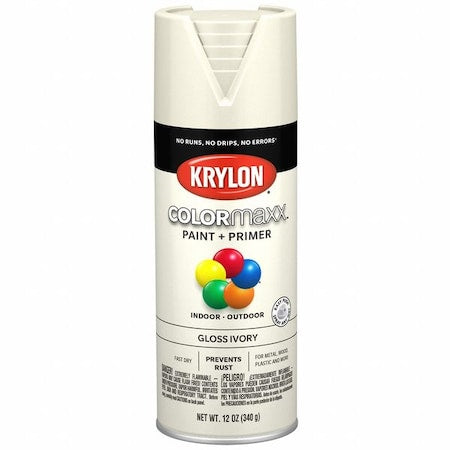 Spray Paint, Ivory, Gloss, Solvent, 12 oz