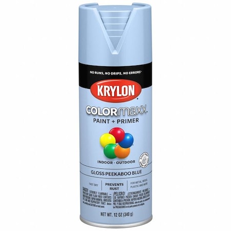 Spray Paint, Peekaboo Blue, Gloss, Solvent, 12 oz