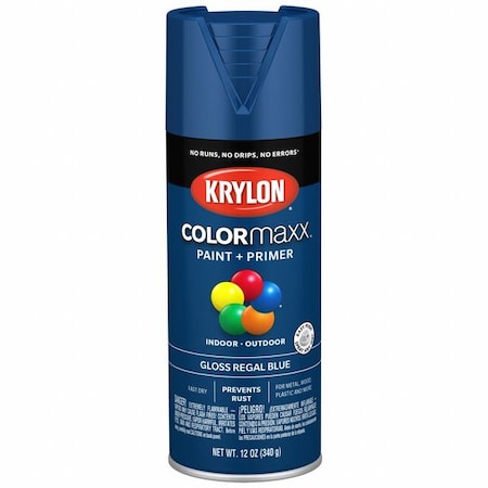 Spray Paint, Regal Blue, Gloss, Solvent, 12 oz