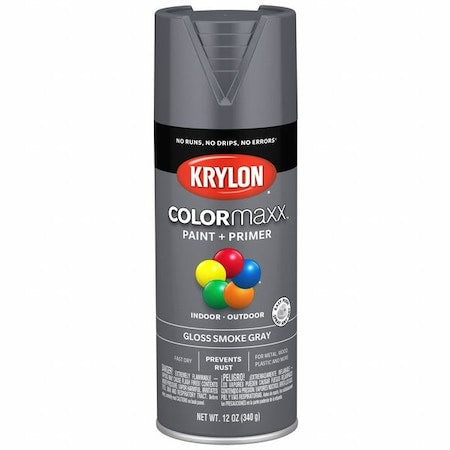 Spray Paint, Smoke Gray, Gloss, Solvent, 12 oz