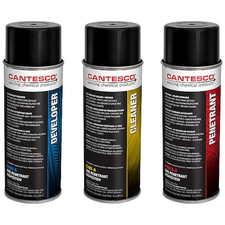 Dye Penetrant Test Kit, Aerosol Spray Can, 125 Degrees F Max Op Temp, Red