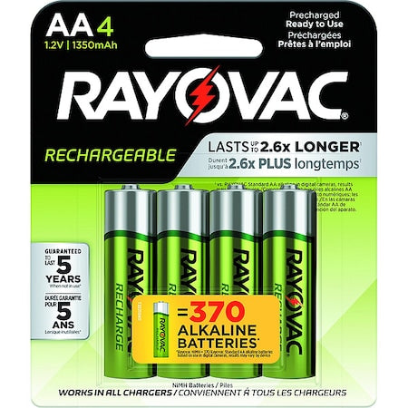 Precharged Recharg. Battery, AA, NiMh, PK4