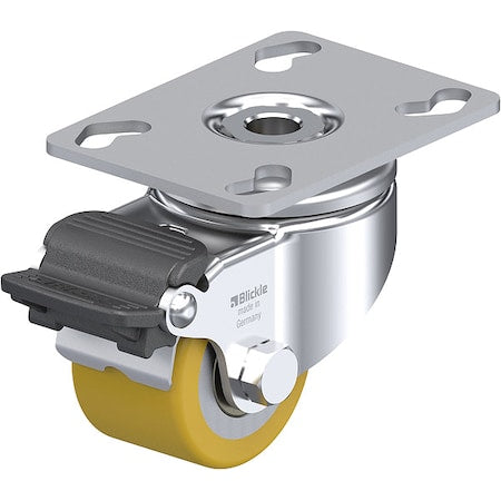 Plate Caster, Swivel, Polyurethane, 2 7/8"H