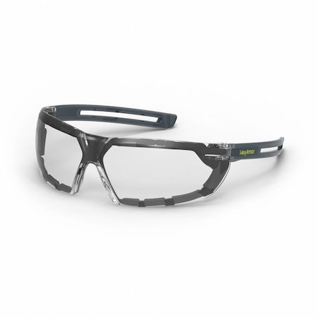LT400G, Safety Glasses, Anti-Fog & Anti-Scratch, Clear Lens, Gray, Hi Vis Frame, Frameless