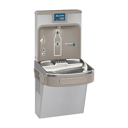 Drinking Fountain with Bottle Filler On-Wall Mount, 1 Levels, 1-1/2", Silver, Indoor