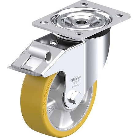 Plate Caster, Swivel, Polyurethane, 7 1/2"H