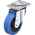 Plate Caster, Swivel, Rubber, 7 11/16"H