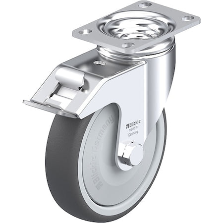 Plate Caster, Swivel, Polyurethane, 6 1/8"H