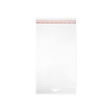 Reclosable Bag, Fold Seal, 6 1/2 in L, 3 in W, 1.6 mil Thick, Biaxial Oriented Polypropylene, Clear