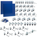 (2) 24 In. W x 24 In. H Blue Epoxy 18-Gauge Steel Square Hole Pegboards 46 pc. LocHook Assortment