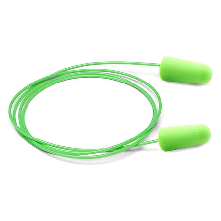 Pura-Fit Disposable Corded Ear Plugs, Bullet Shape, NRR 33 dB, M, Green, 100PK