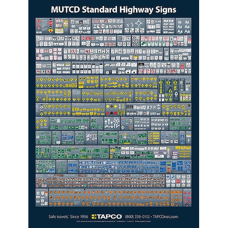Poster, Highway Signs, 48 in H x, 36 in W, Paper