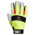 Leather Gloves, Goatskin, Shirred Slip-On Cuff, Wing Thumb, Green/White, L, 1 PR