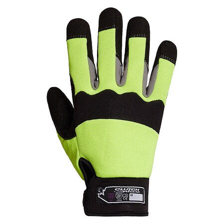 MXHV Mechanics Gloves, Synthetic Leather Palm, S, Black/Lime