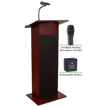 OS Power Plus Lectern, Recharge Battery Wireless Hand Mic, Mahogany
