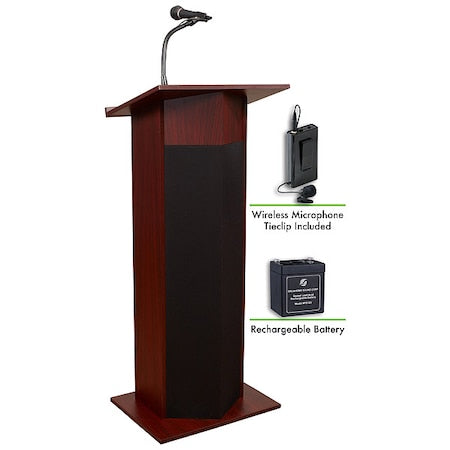 OS Power Plus Lectern Recharge Battery Wireless Tie Clip Mic Mahogany