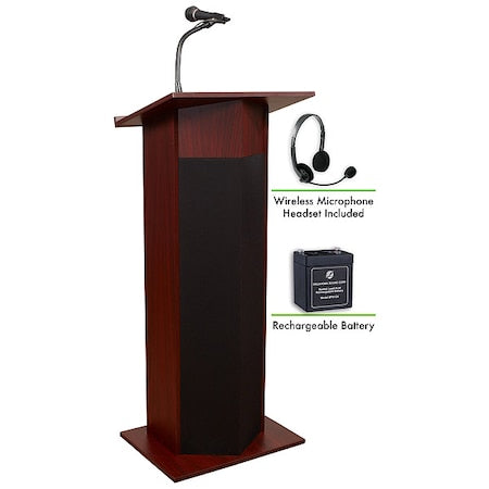 OS Power Plus Lectern Recharge Battery Wireless Head Mic Mahogany