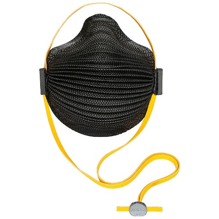 Disposable Respirator, N95, AirWave Series, Adj. SmartStrap, Full Foam Flange, Black, M/L, PK 10