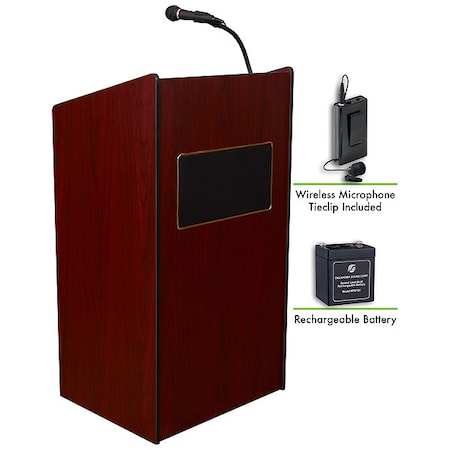 OSAristocrat Lectern Recharge Battery Wireless Tie Clip Mic, Mahogany