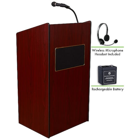 OS Aristocrat Lectern and Recharge Battery Wireless Head Mic Mahogany