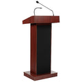 OS Orator Lectern, Recharge Battery with Wireless Headset Mic, Mahogany