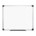 Dry Erase Board, Melamine, 35 13/32 in, 59 in, Aluminum Frame, White, Matte