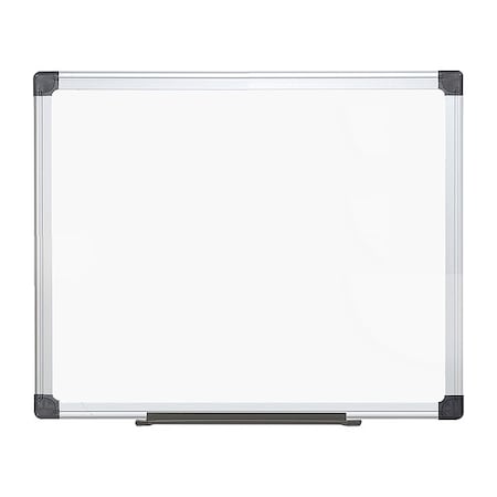 Dry Erase Board, Melamine, 35 13/32 in, 59 in, Aluminum Frame, White, Matte