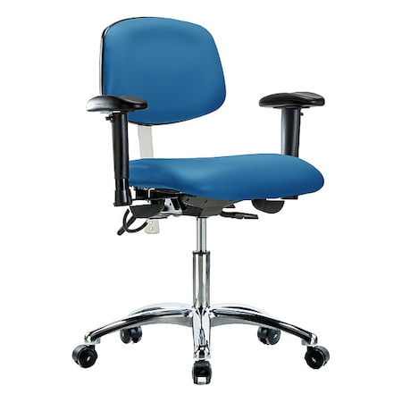 ESD Task Chair, Adjustable Arms, 19" to 24" Height, Blue