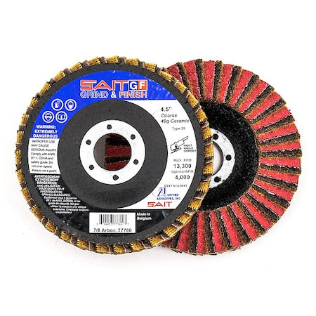 SAIT 77728 SAIT GF Grind & Finish Flap Discs, 5" x 7/8", Aluminum Oxide Grain, Very Fine/150 Grit, 10-Pack