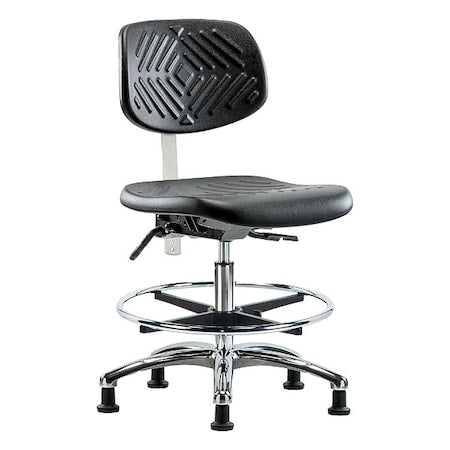 Clean Room Chair Ergonomic Chair, No Arms, 20-1/4" to 28" Height, Polyurethane, Black