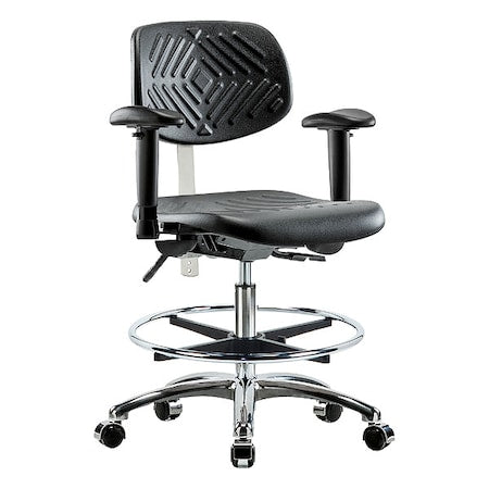Clean Room Chair Ergonomic Chair, Adjustable Arms, 20-1/4" to 28" Height, Vinyl, Black