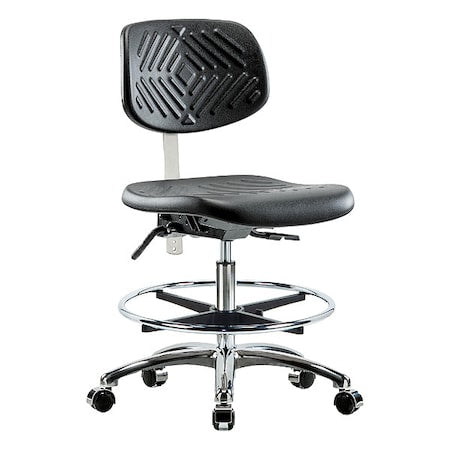 Clean Room Chair Ergonomic Chair, No Arms, 20-1/4" to 28" Height, Vinyl, Black
