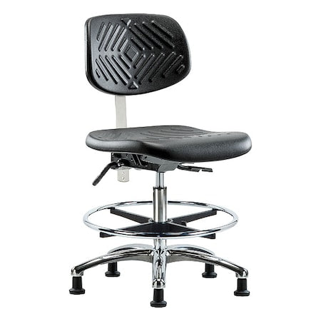 Clean Room Chair Ergonomic Chair, No Arms, 20-1/4" to 28" Height, Vinyl, Black
