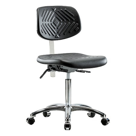 Clean Room Chair Ergonomic Chair, No Arms, 20-1/4" to 28" Height, Vinyl, Black