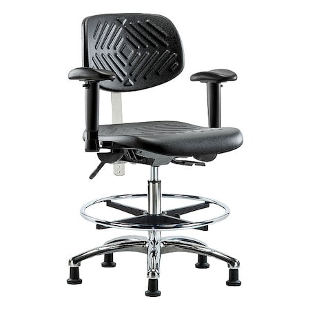 Clean Room Chair Ergonomic Chair, Adjustable Arms, 20-1/4" to 28" Height, Vinyl, Black