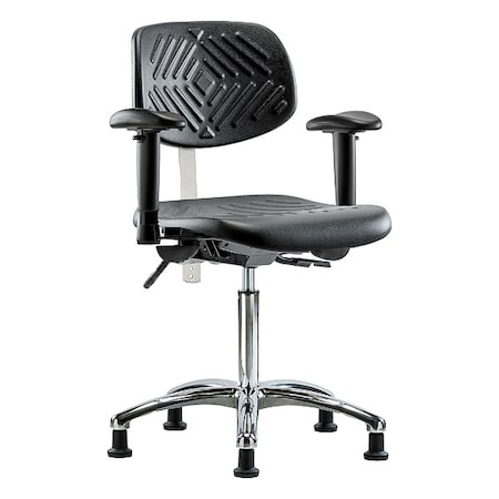Clean Room Chair Ergonomic Chair, Adjustable Arms, 20-1/4" to 28" Height, Vinyl, Black