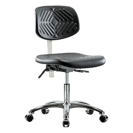 Clean Room Chair Ergonomic Chair, No Arms, 17-1/2" to 22-3/4" Height, Vinyl, Black