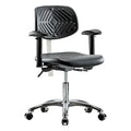 Clean Room Chair Ergonomic Chair, Adjustable Arms, 17-1/2" to 22-3/4" Height, Vinyl, Black