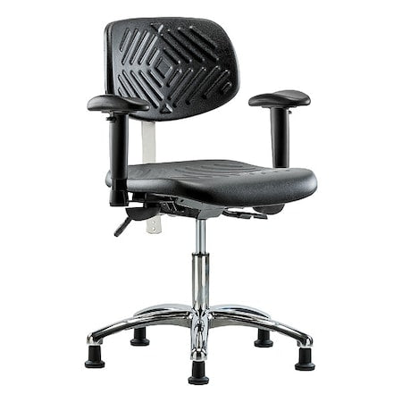 Clean Room Chair Ergonomic Chair, Adjustable Arms, 17-1/2" to 22-3/4" Height, Vinyl, Black