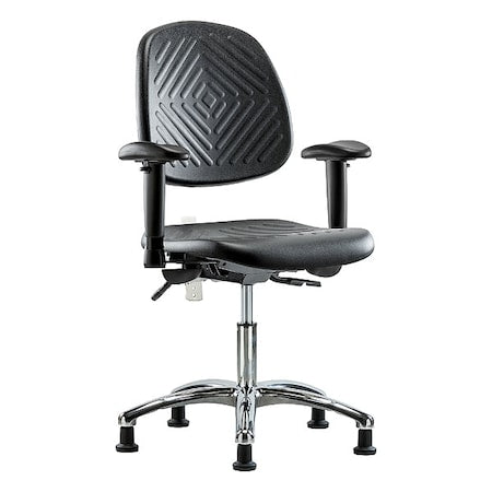 Clean Room Chair Ergonomic Chair, Adjustable Arms, 17-1/2" to 22-3/4" Height, Polyurethane, Black