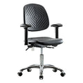 Clean Room Chair Ergonomic Chair, Adjustable Arms, 17-1/2" to 22-3/4" Height, Polyurethane, Black