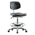 Clean Room Chair Ergonomic Chair, No Arms, 24-1/2" to 34-3/4" Height, Vinyl, Black