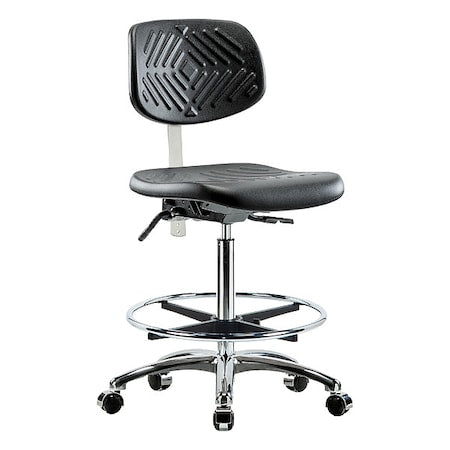 Clean Room Chair Ergonomic Chair, No Arms, 24-1/2" to 34-3/4" Height, Vinyl, Black